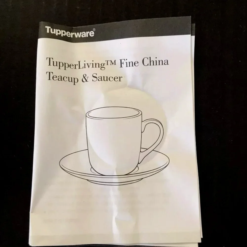NIB White Fine China Teacup Cup Saucer Set TupperLiving by Tupperware New